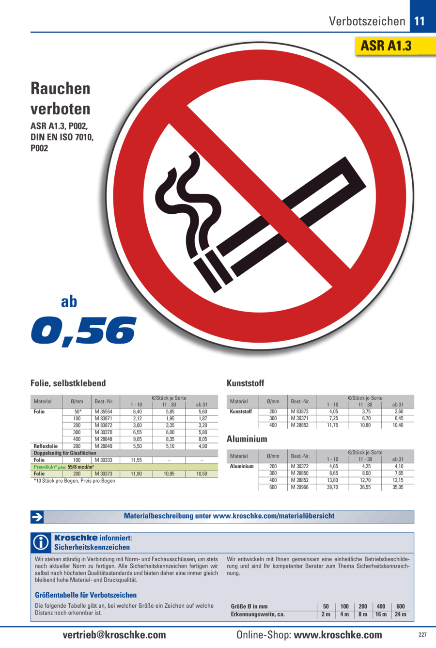 PERMALIGHT Plus Verbotsschild Rauchen Verboten, ASR/ISO, Folie, Ø 200mm